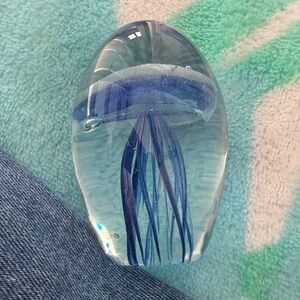 Blue Glass Jellyfish Paperweight